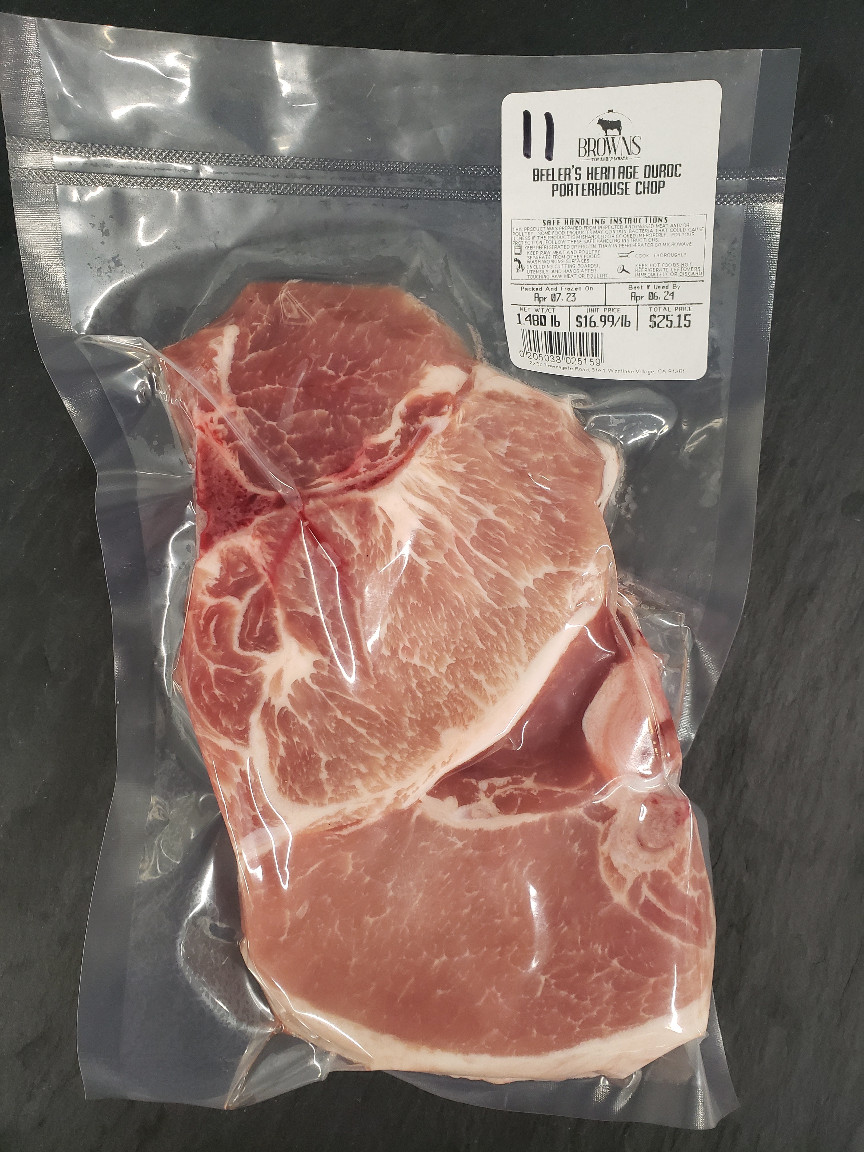 HERITAGE DUROC PORK PORTERHOUSE CHOP 11 Brown's Top Shelf Meats