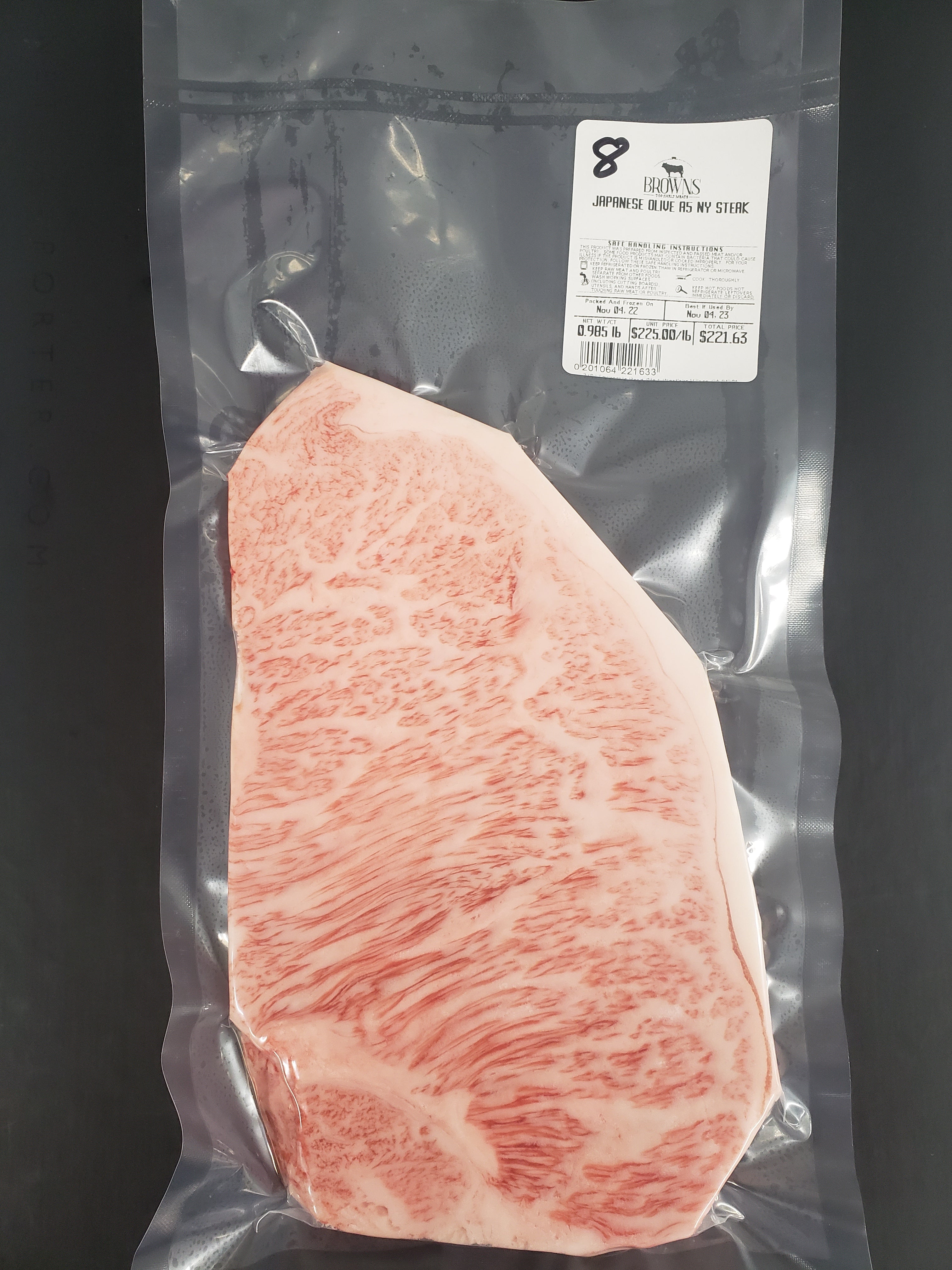New York Strip Steak |  Olive-Fed (Sanuki) Japanese A5 wagyu