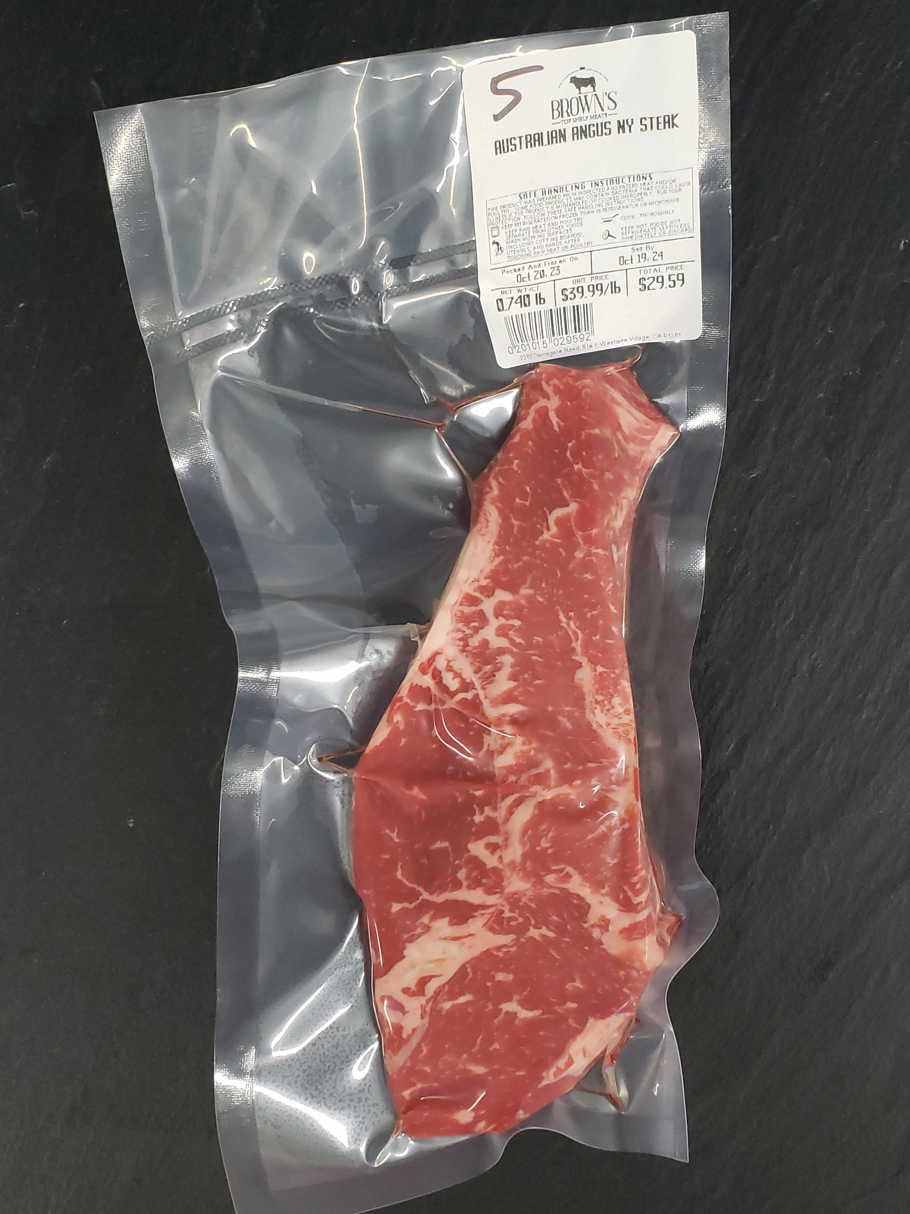 AUSTRALIAN ANGUS NY STEAK 5 Brown's Top Shelf Meats