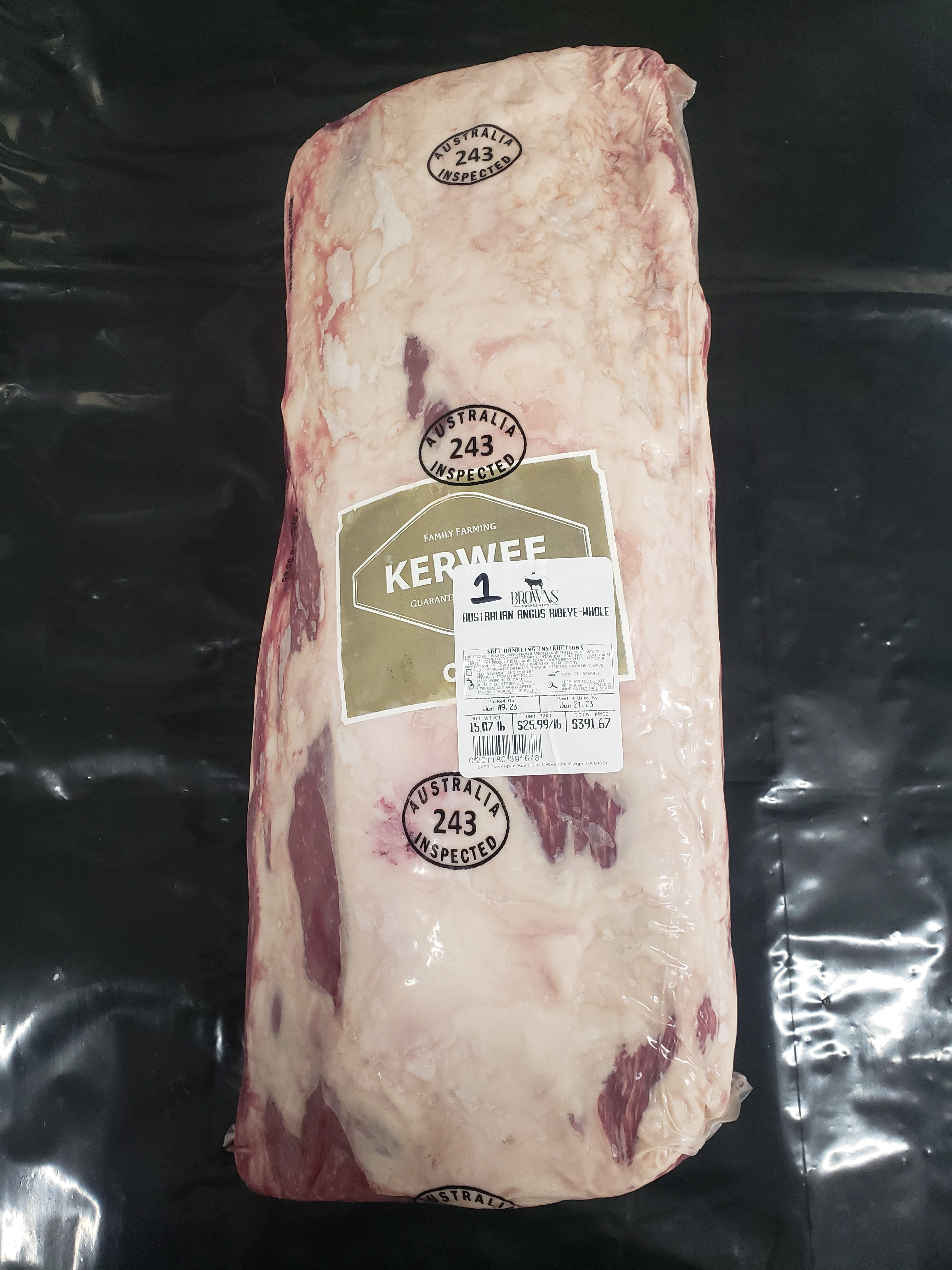 AUSTRALIAN ANGUS WHOLE RIBEYE #1 – Brown's Top Shelf Meats