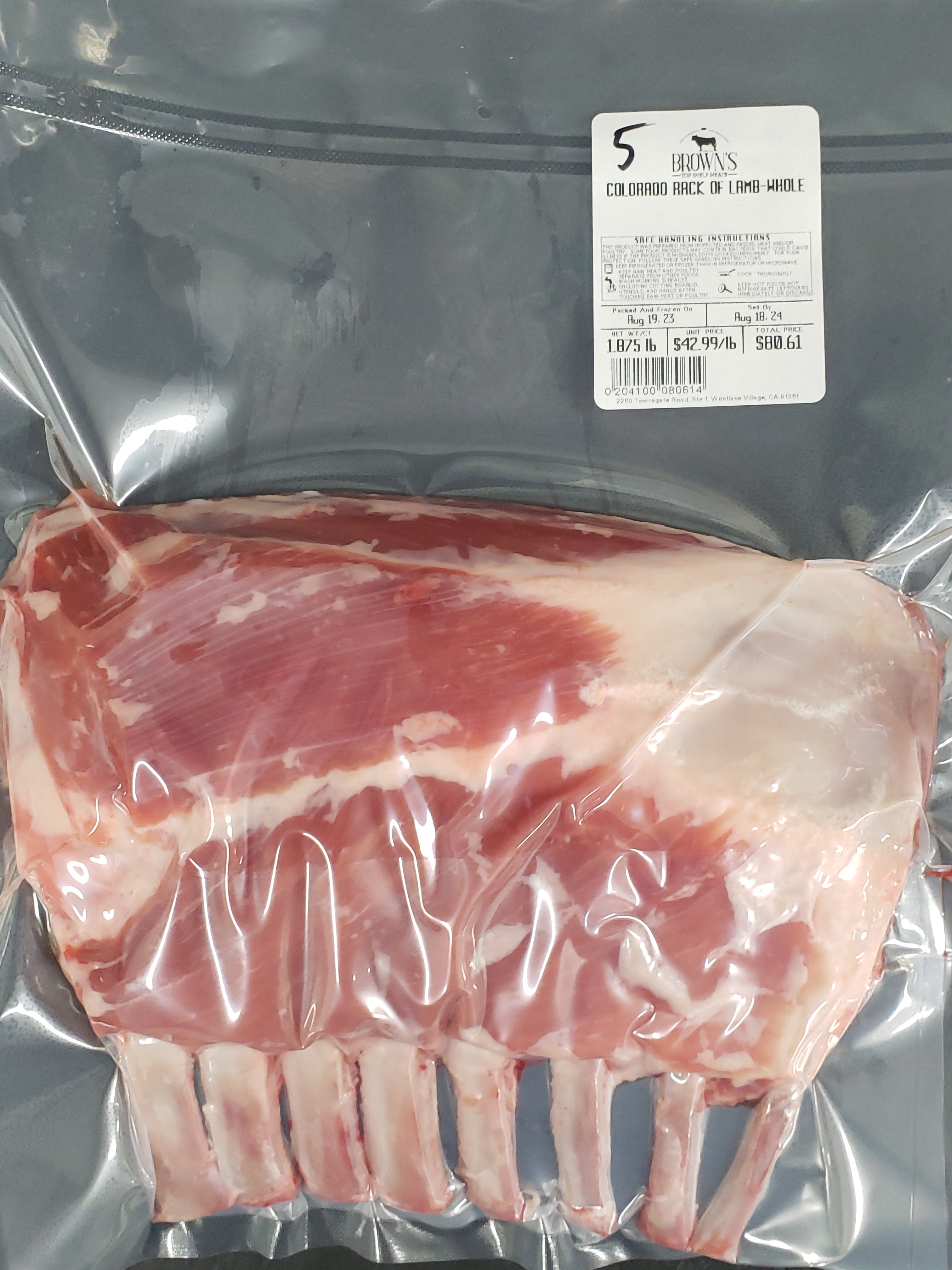 CO RACK OF LAMB 5 Brown's Top Shelf Meats