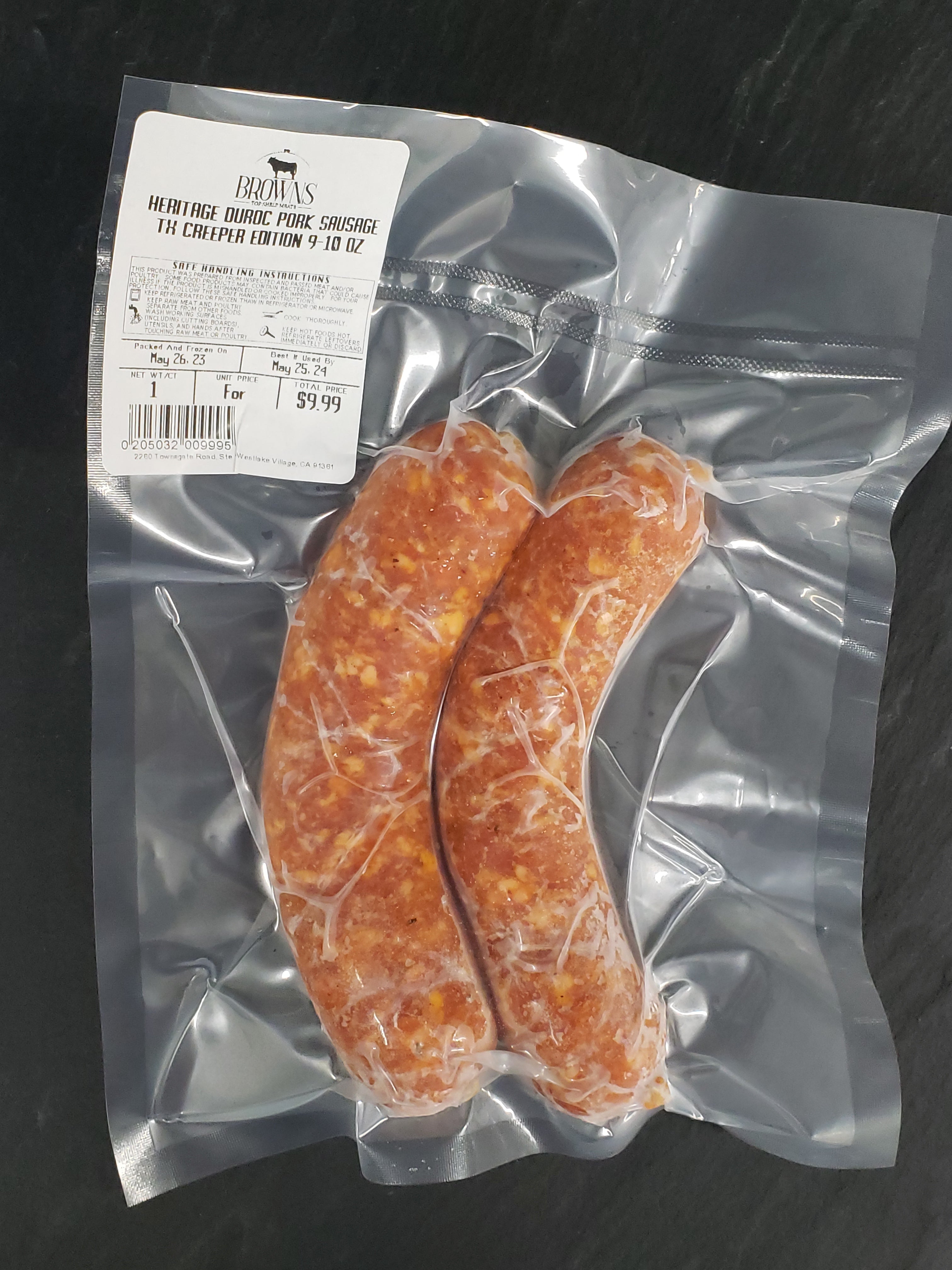 HERITAGE DUROC PORK SAUSAGE TX CREEPER EDITION 910 OZ PACK Brown's