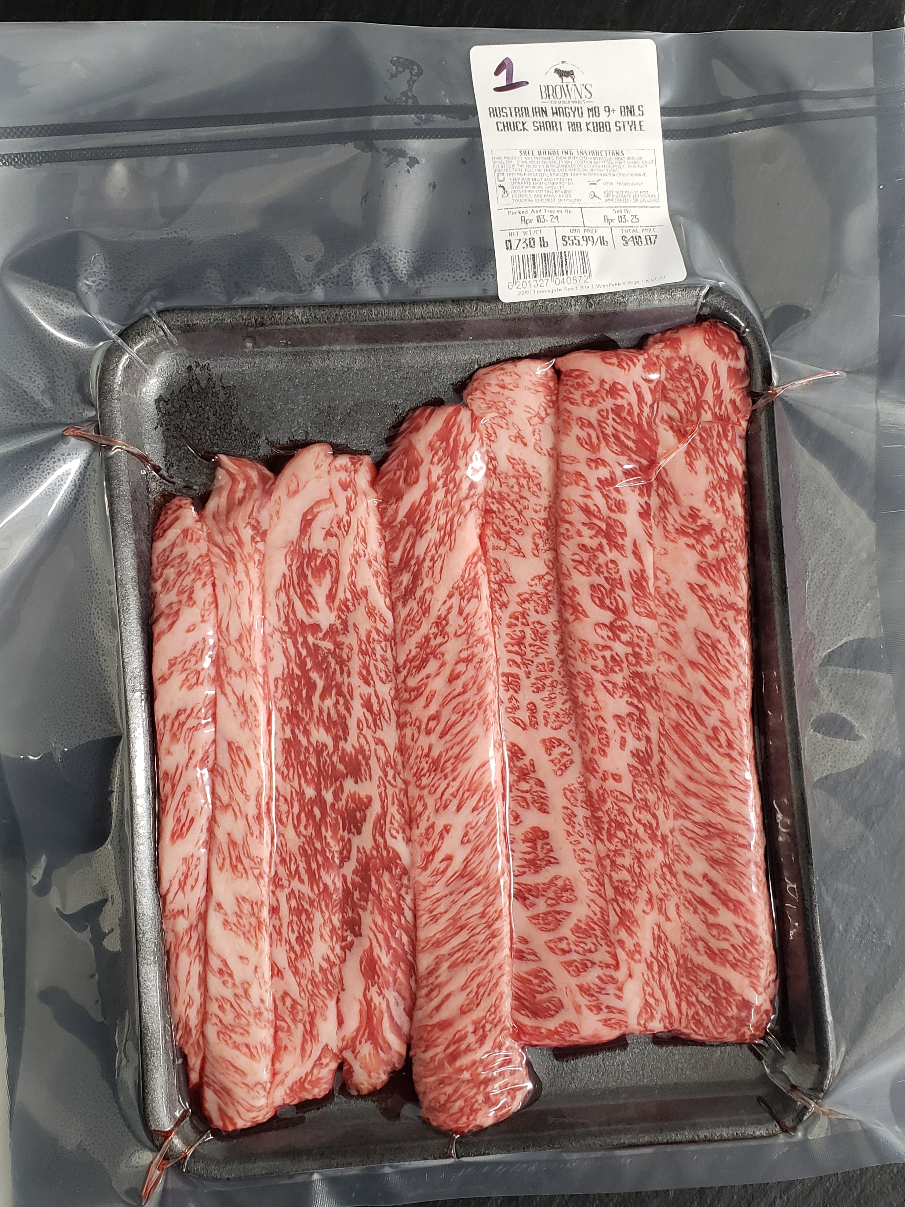 AUSTRALIAN WAGYU BMS 9+ BNLS CHUCK SHORT RIBS #1 – Brown's Top Shelf Meats