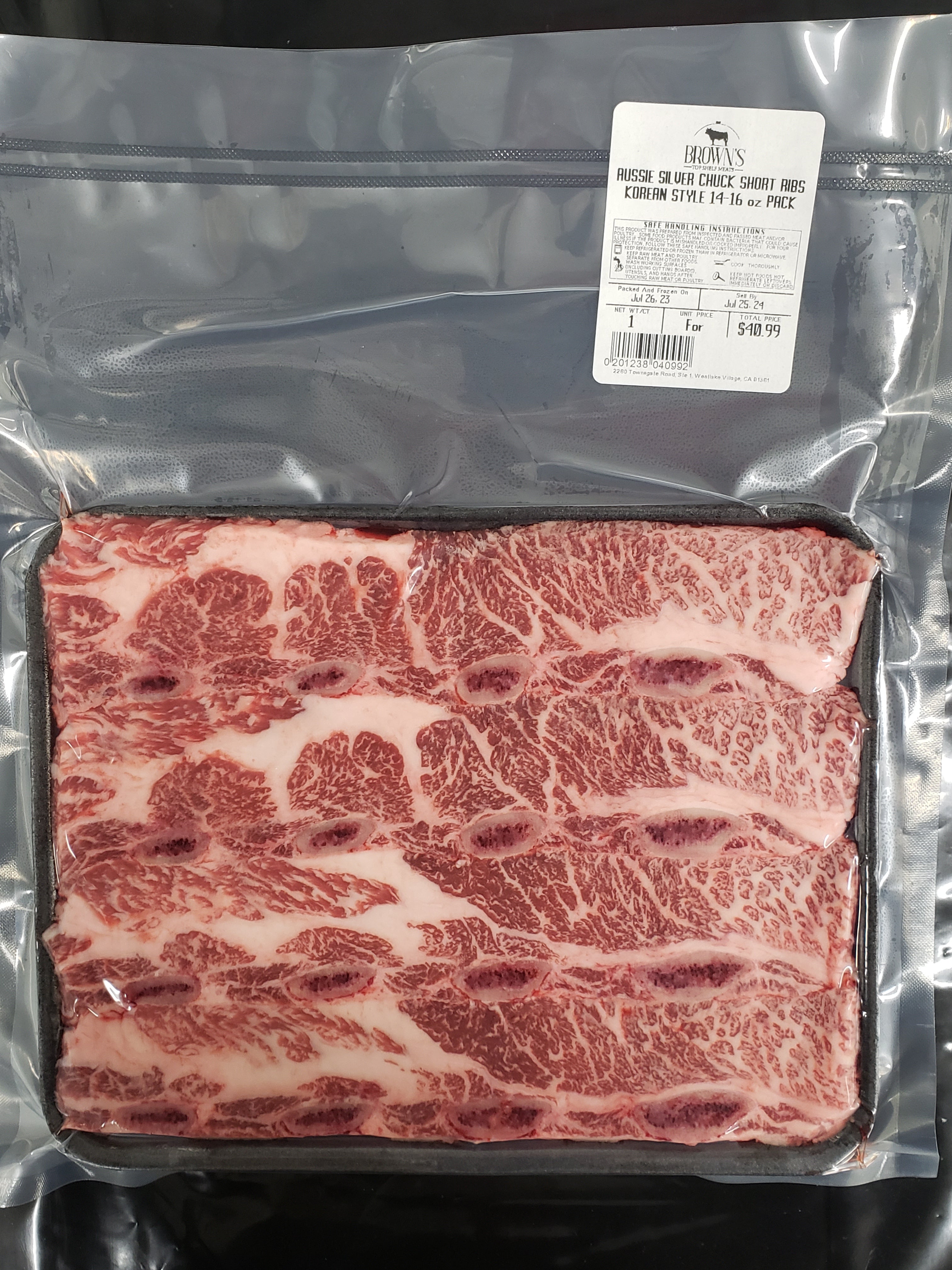 Silver Rib SILVER CHUCK SHORT RIBS - KOREAN STYLE 14-16 oz PACK – Brown's Top ...