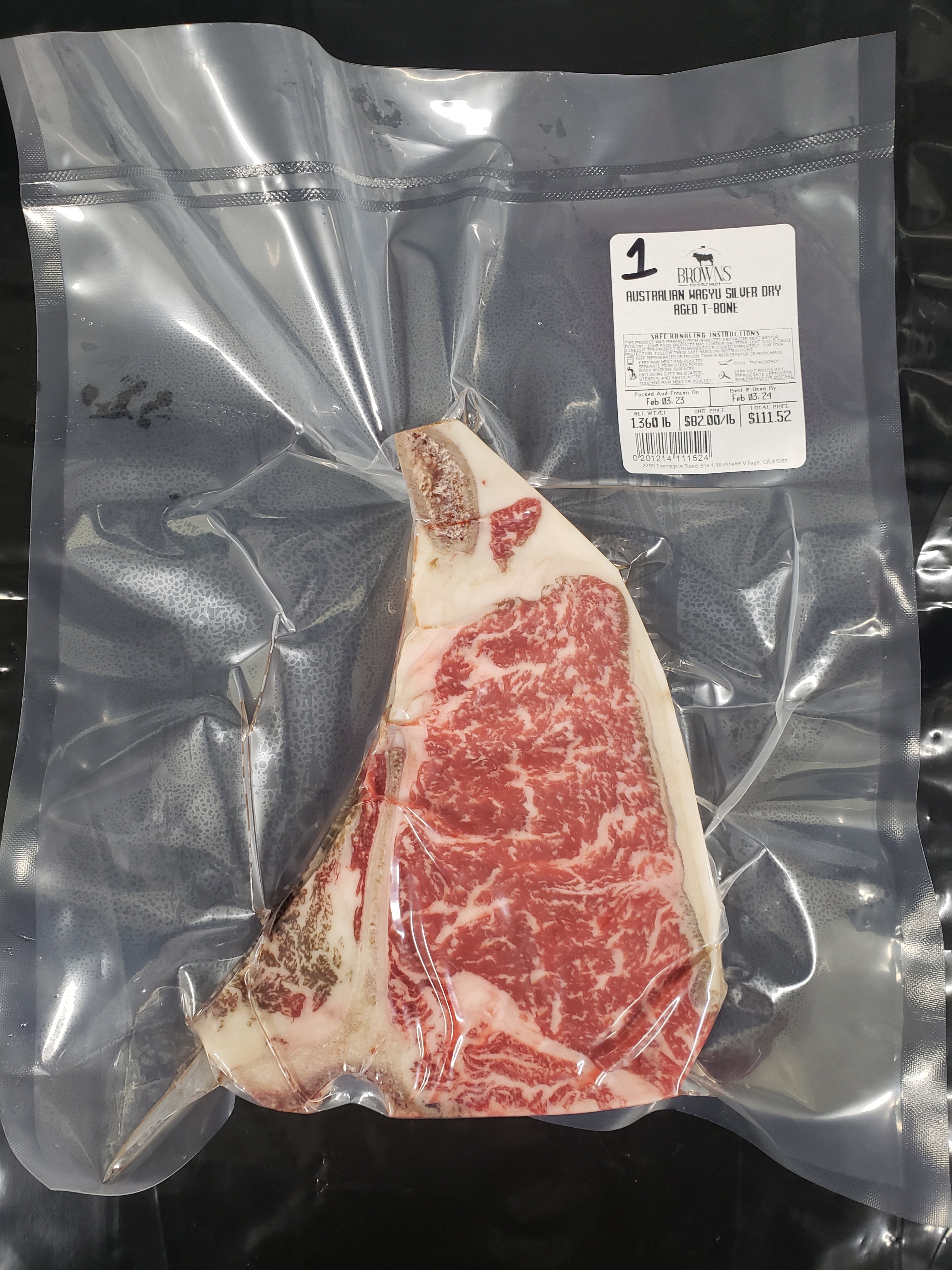 AUSTRALIAN WAGYU SILVER DRY AGED TBONE STEAK 1 Brown's Top Shelf Meats