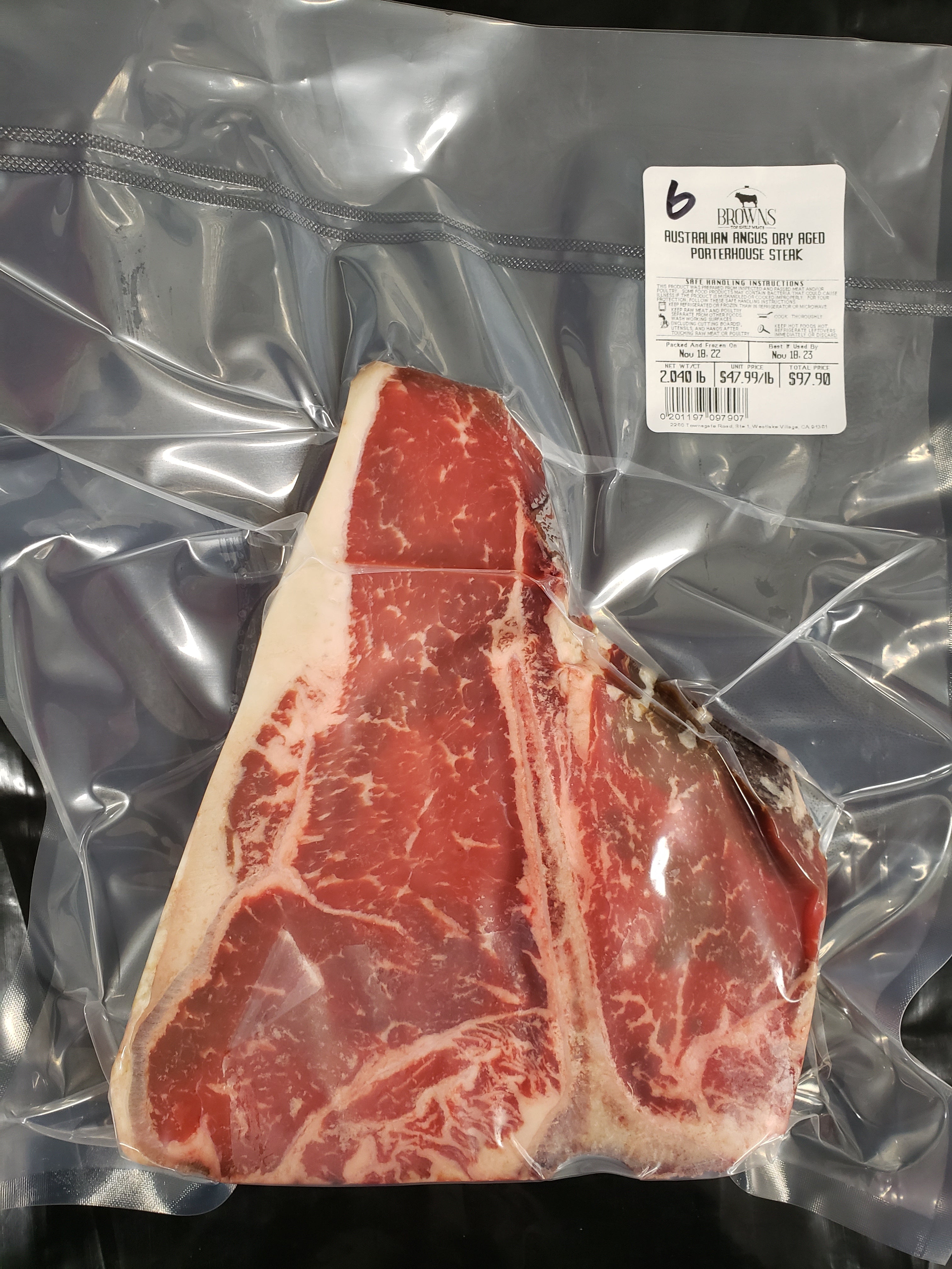 AUSTRALIAN ANGUS DRY AGED PORTERHOUSE STEAK #6a – Brown's Top Shelf Meats