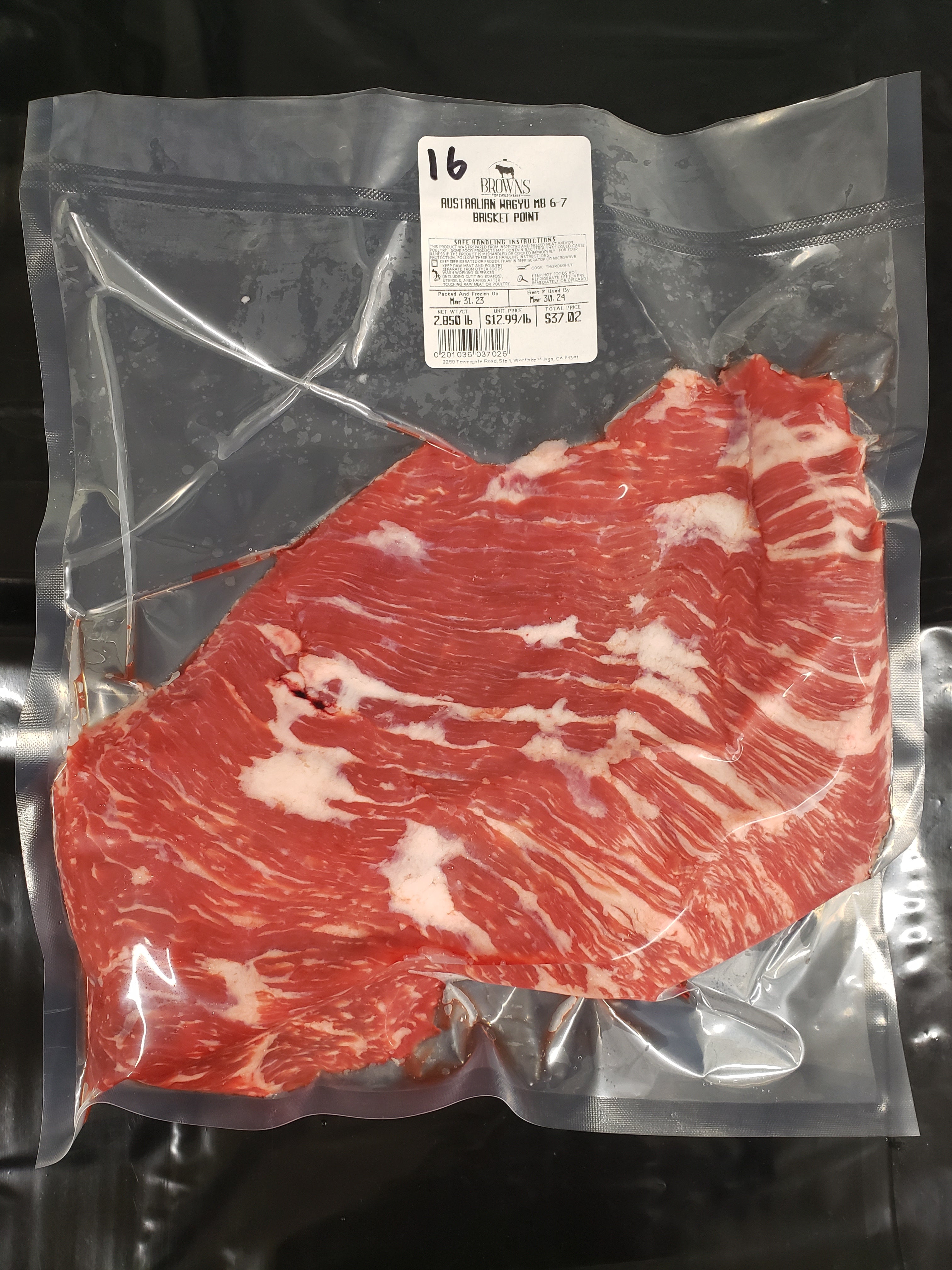 AUSTRALIAN WAGYU MB 67 BRISKET POINT 16 Brown's Top Shelf Meats