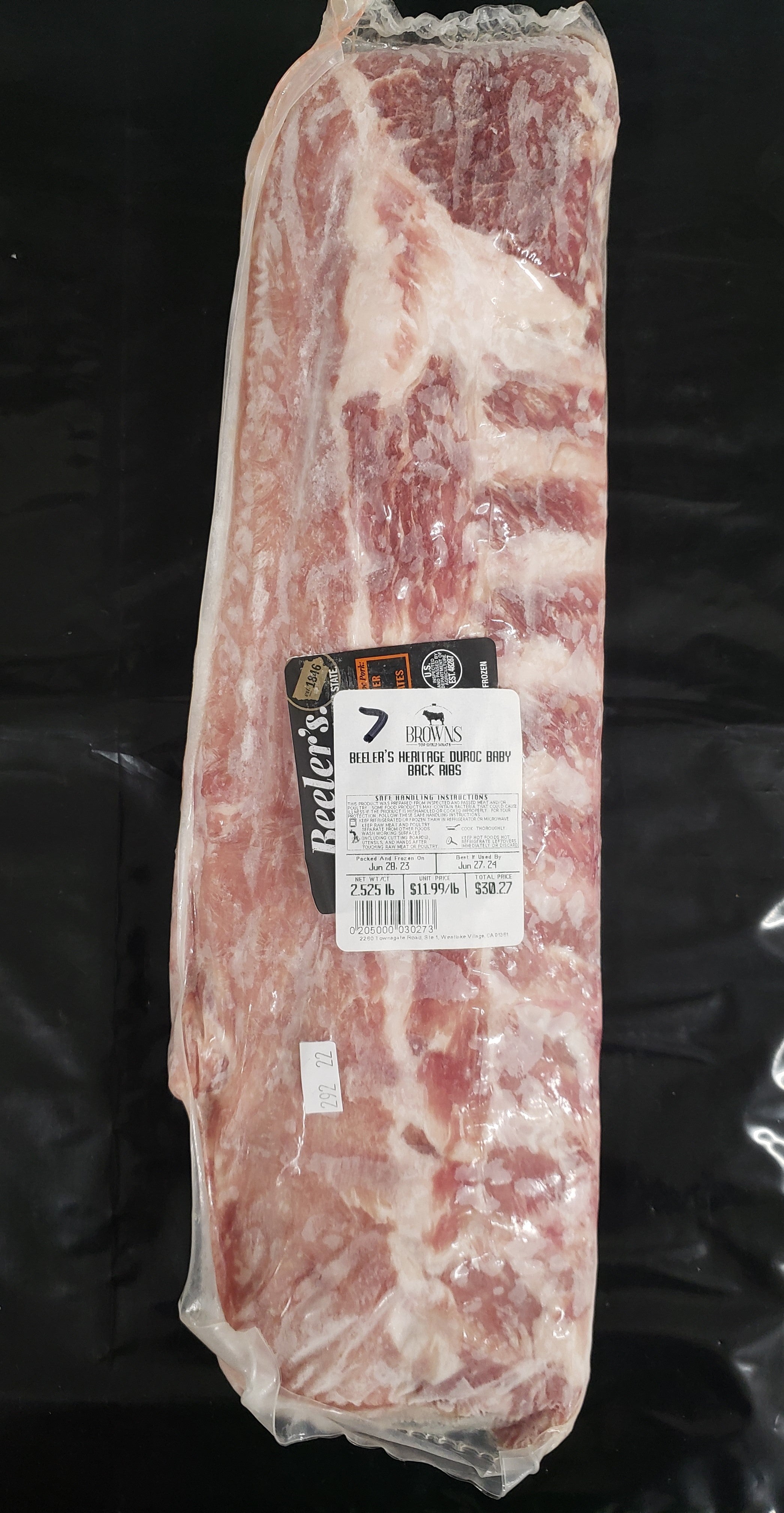 DUROC BABYBACK RIB 7 Brown's Top Shelf Meats