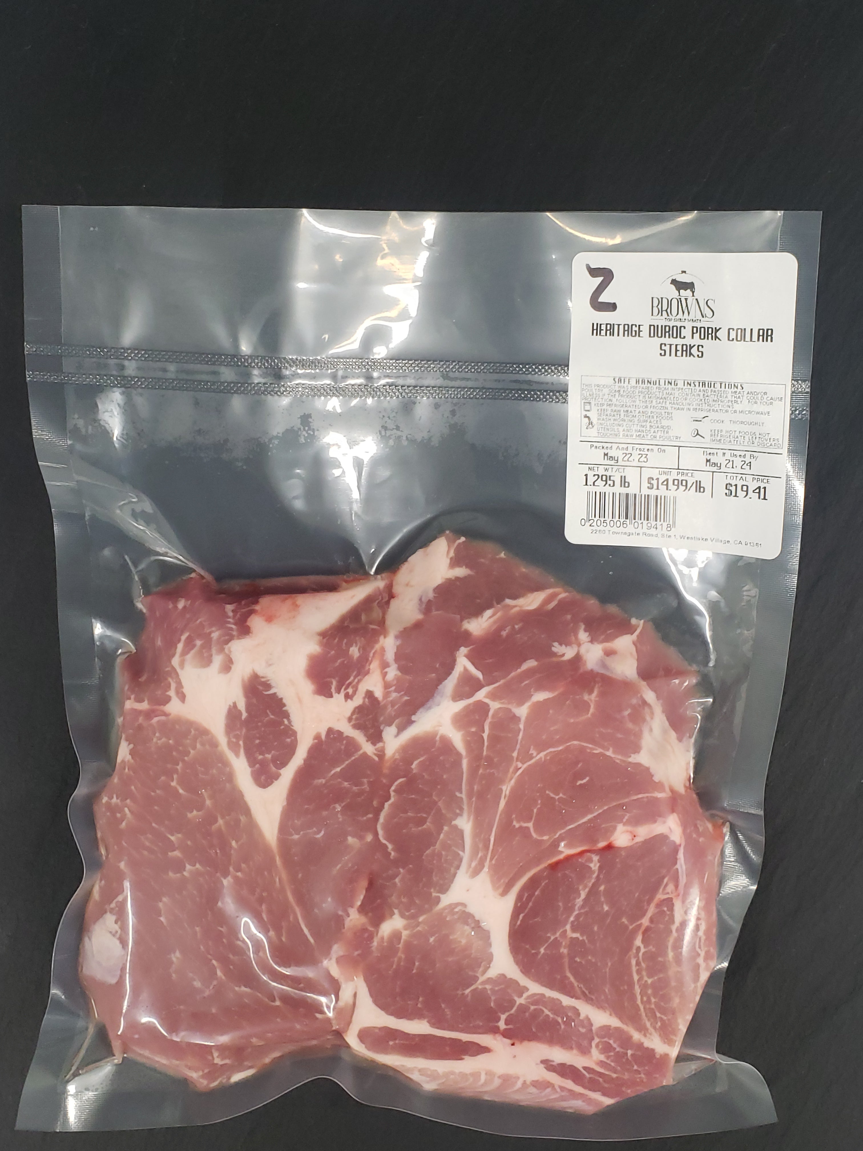 HERITAGE DUROC PORK COLLAR STEAKS #2 – Brown's Top Shelf Meats