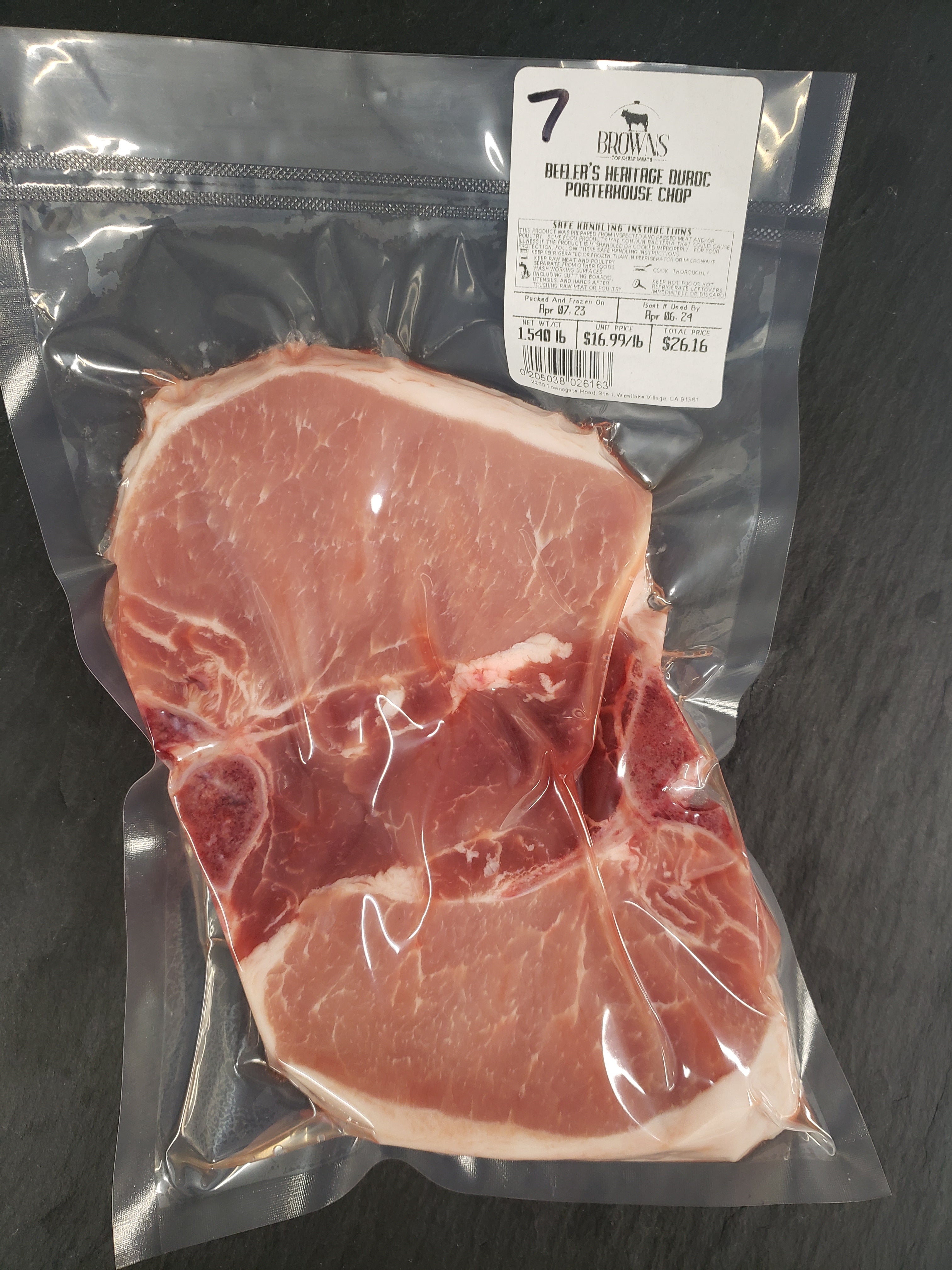HERITAGE DUROC PORK PORTERHOUSE CHOP 7 Brown's Top Shelf Meats