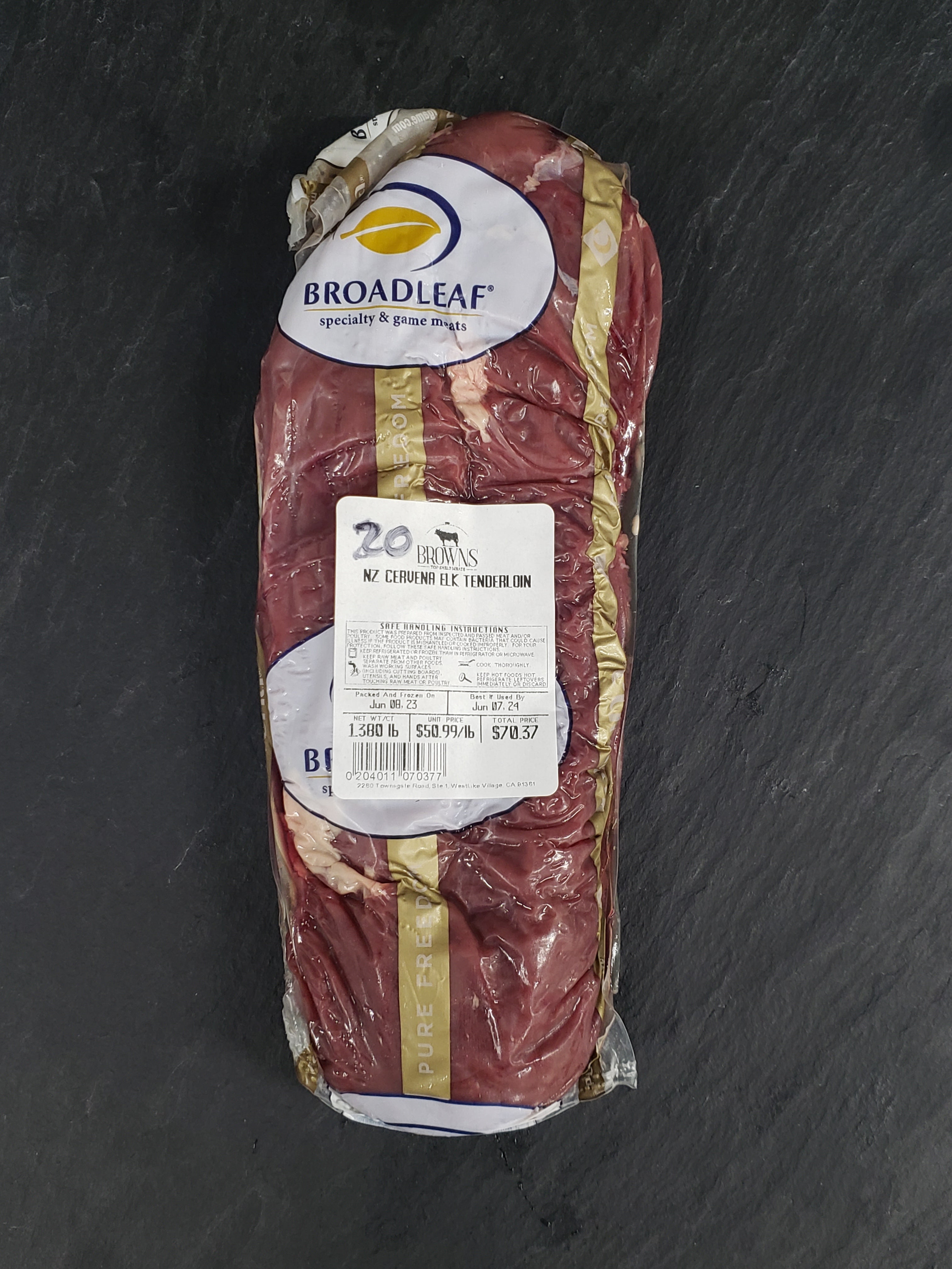 NZ ELK TENDERLOIN 20 Brown's Top Shelf Meats