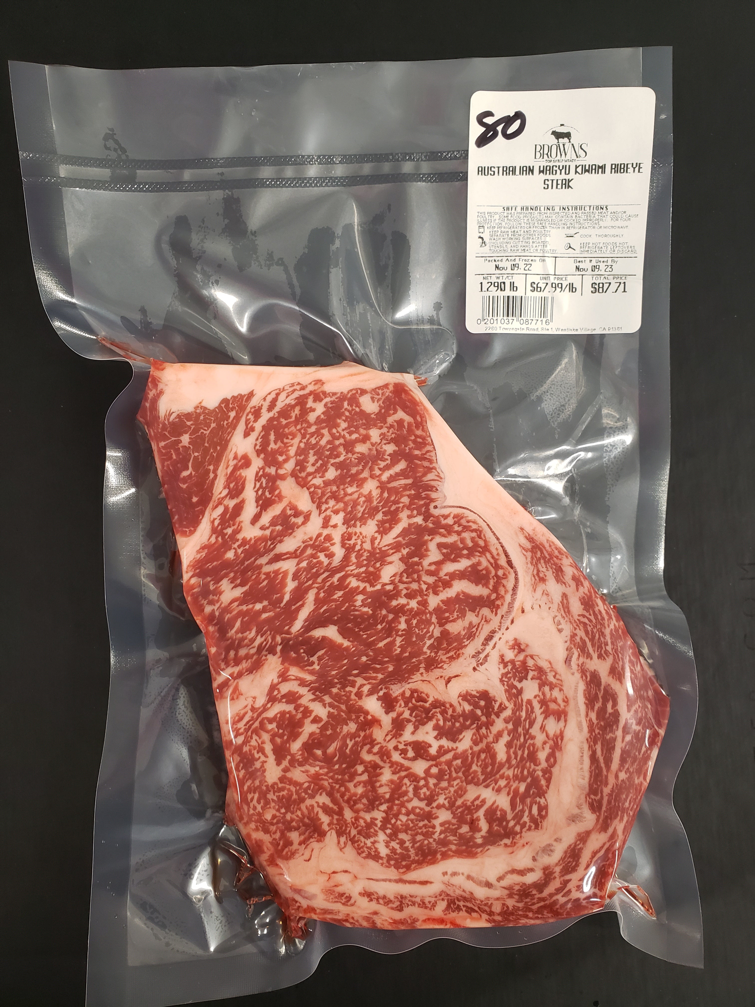 KIWAMI RIBEYE STEAK 80 Brown's Top Shelf Meats