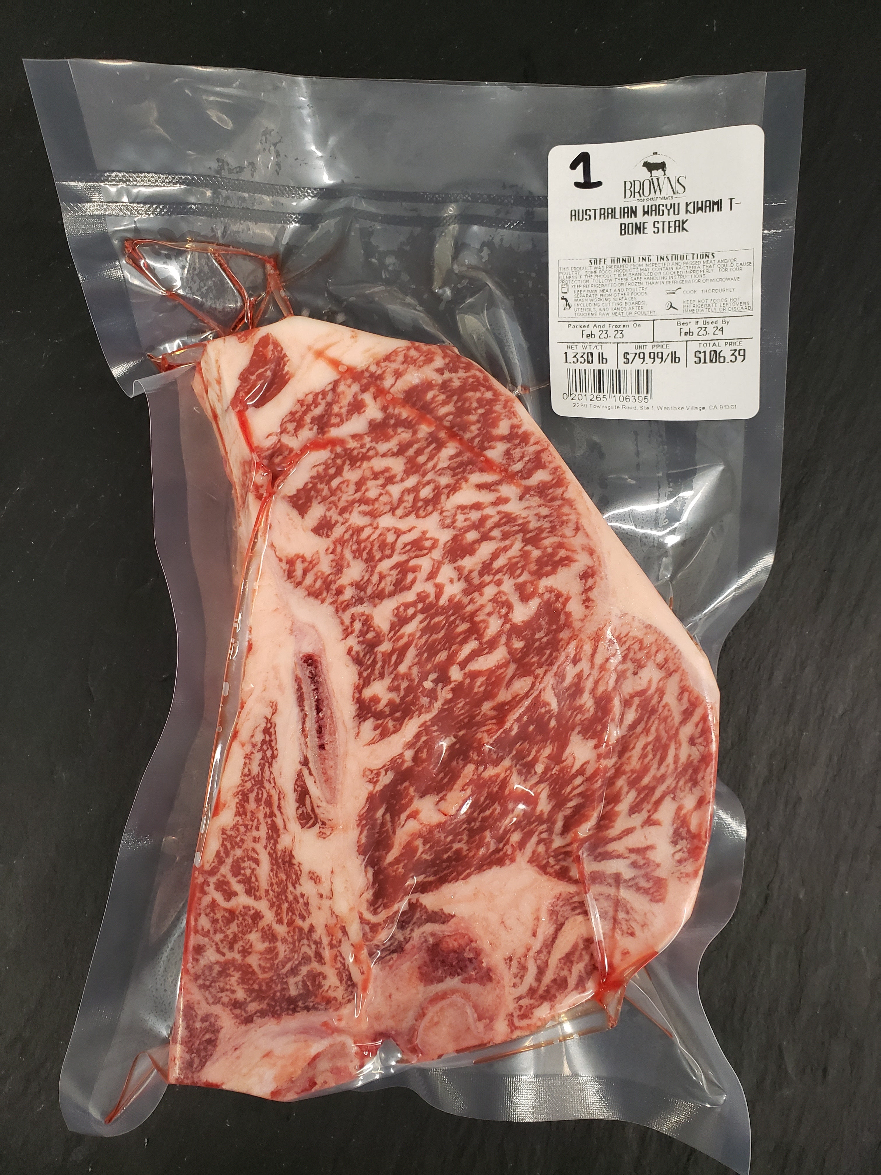 Australian Wagyu Kiwami T Bone Steak 1 Browns Top Shelf Meats