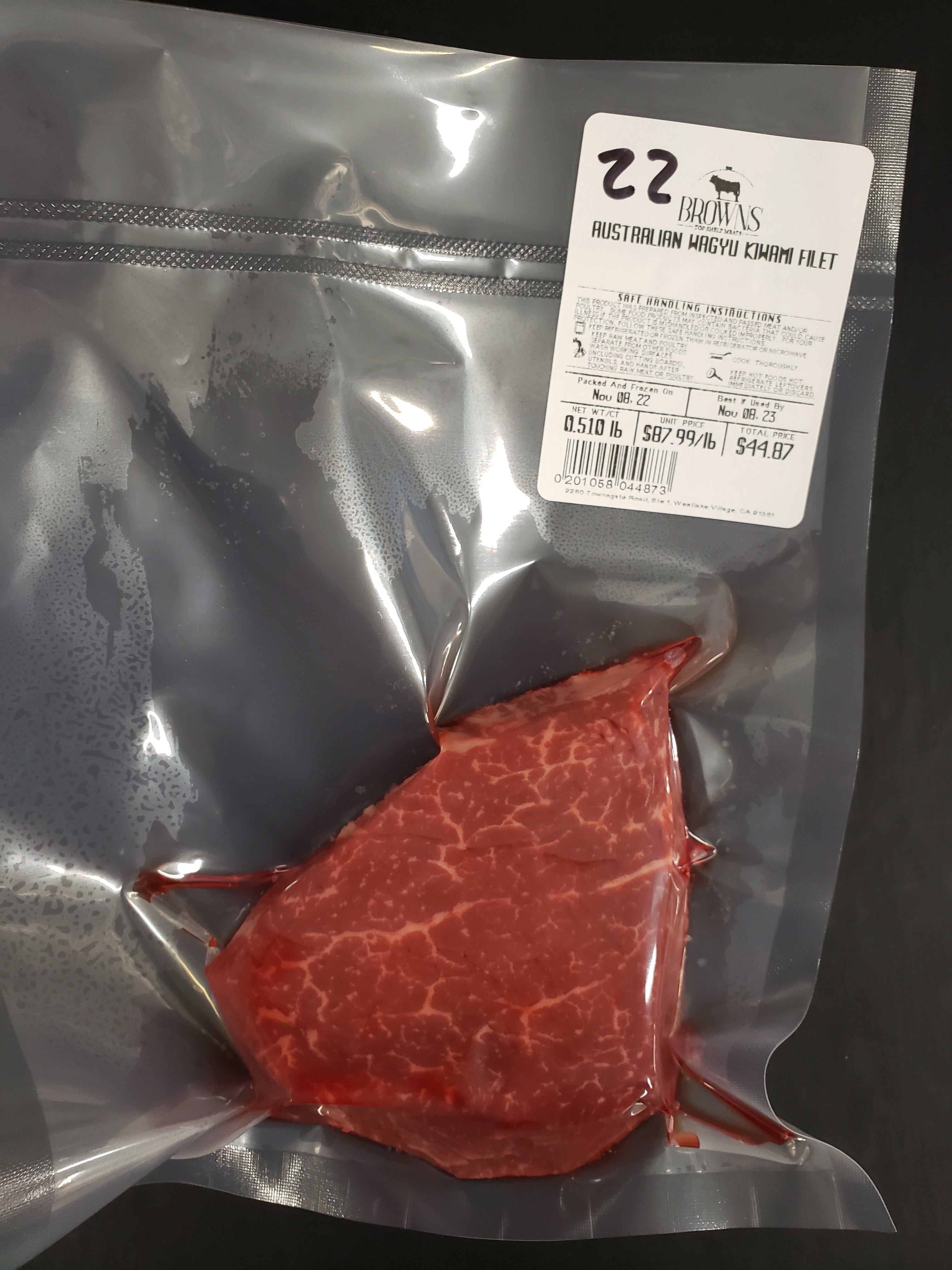 KIWAMI WAGYU FILET 22 Brown's Top Shelf Meats