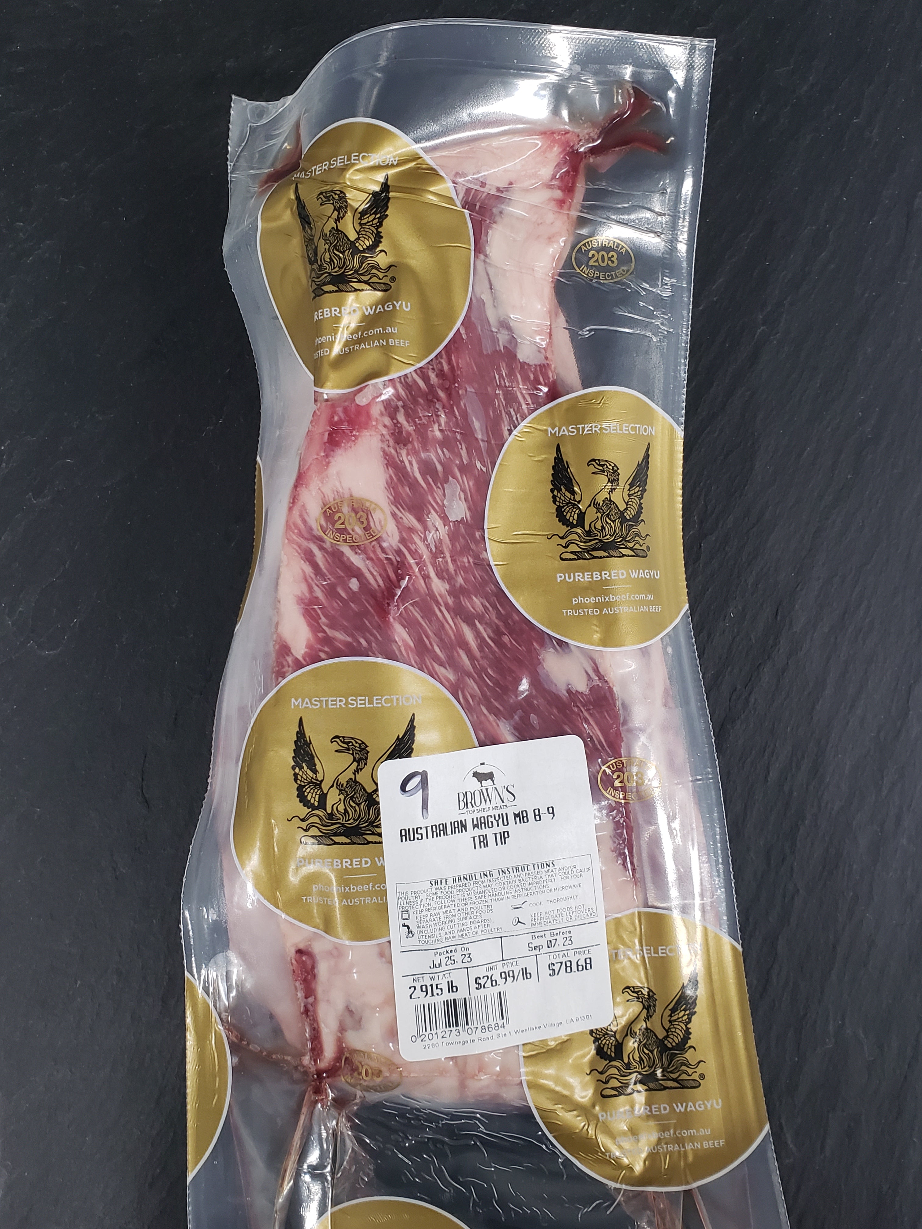 AUSTRALIAN WAGYU MB 89 TRI TIP 9 Brown's Top Shelf Meats