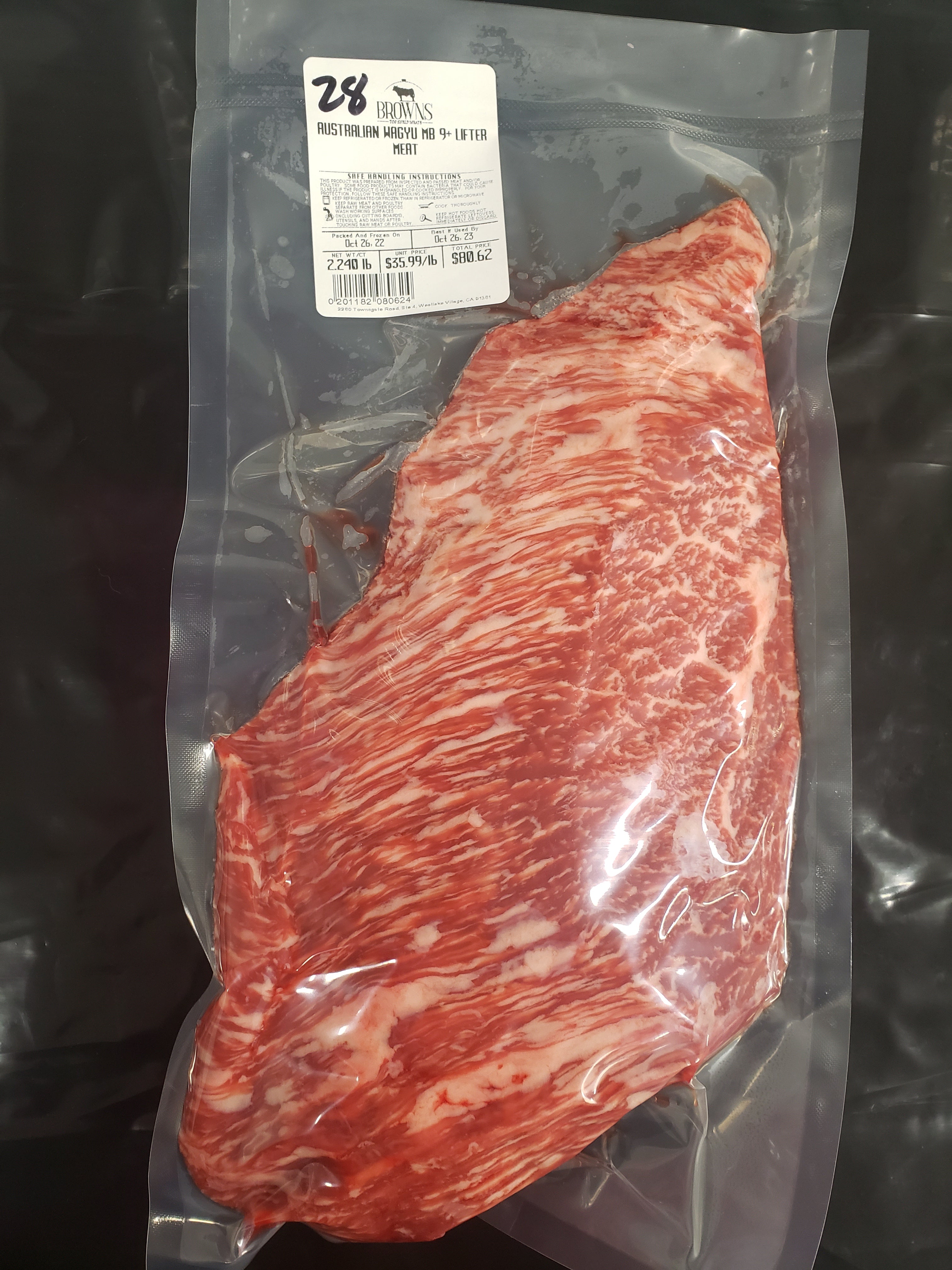 MB 9+ LIFTER MEAT 28 Brown's Top Shelf Meats