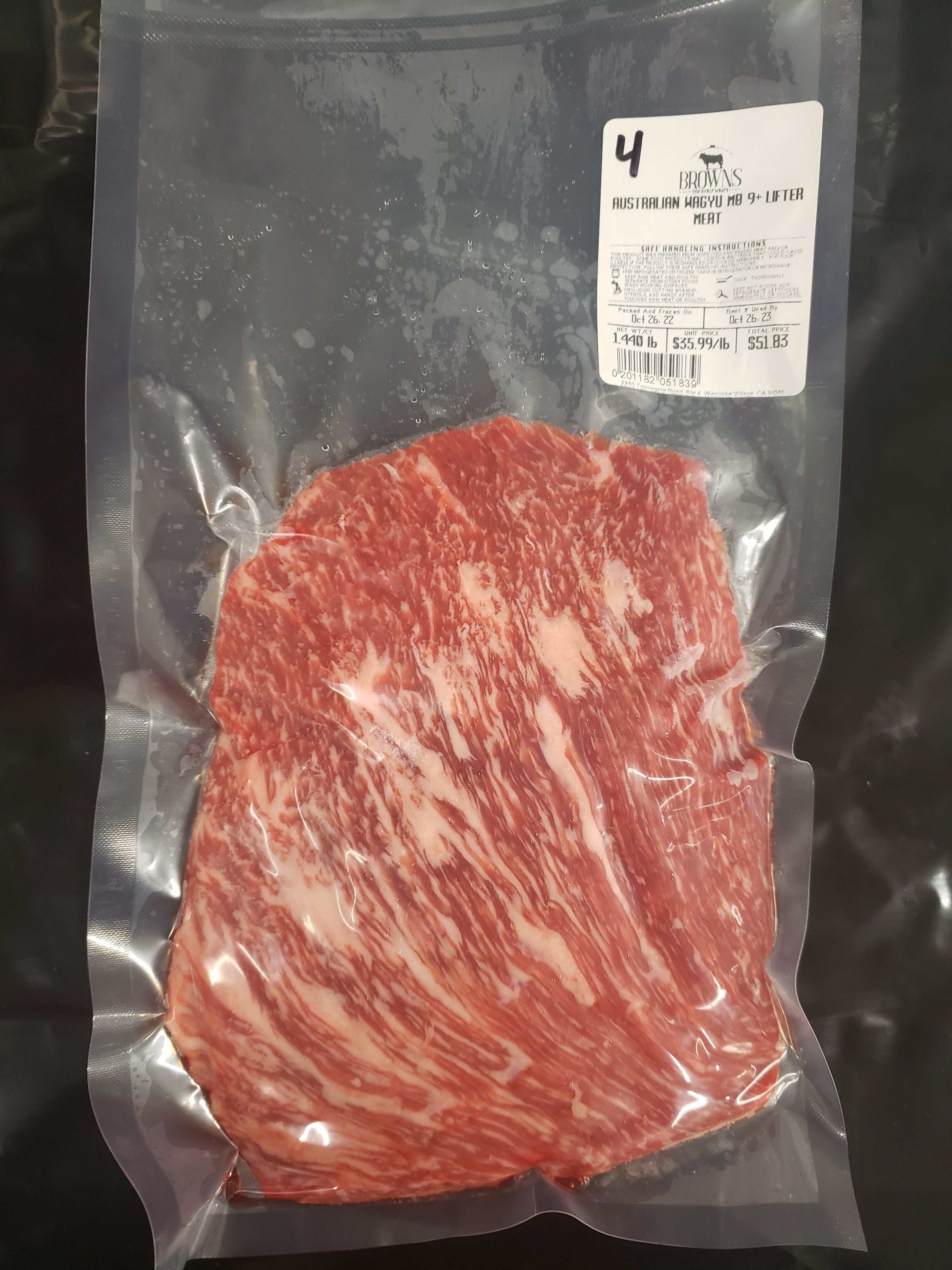 MB 9+ LIFTER MEAT 4 Brown's Top Shelf Meats