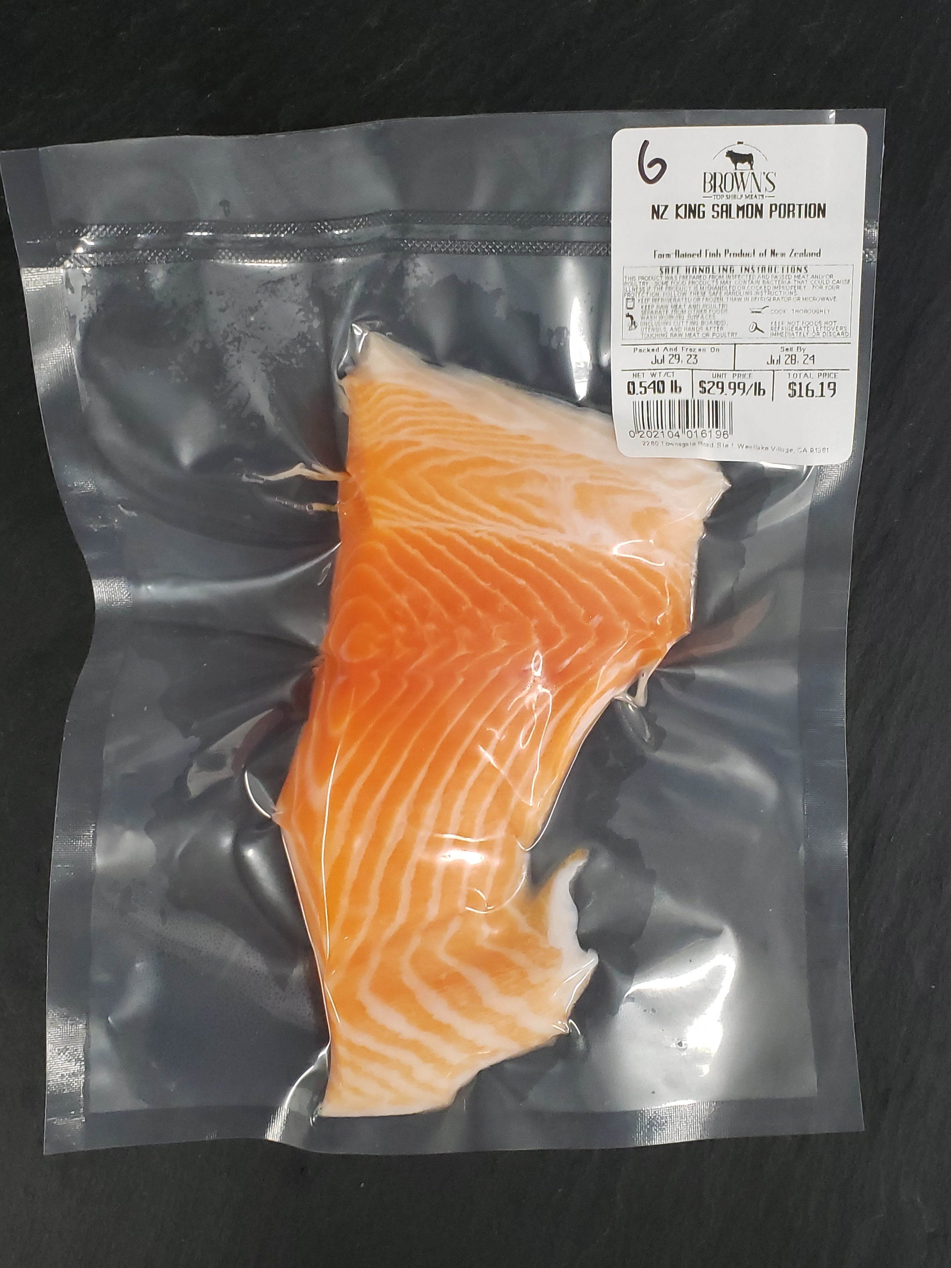 New Zealand King Salmon portions (Frozen, Min 150g x 10 )