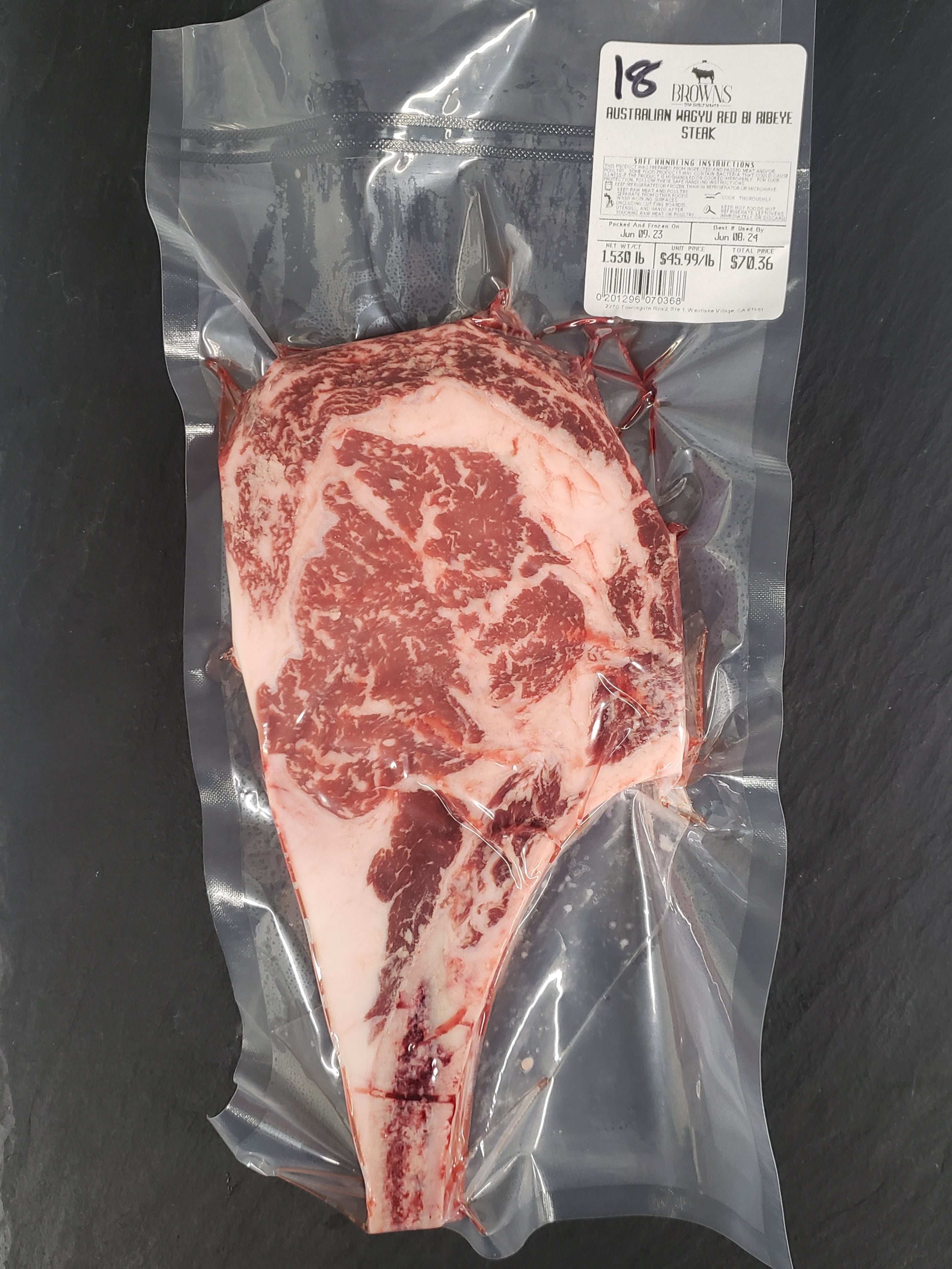 18 Inch Ribeye RED BI RIBEYE STEAK #18 – Brown's Top Shelf Meats