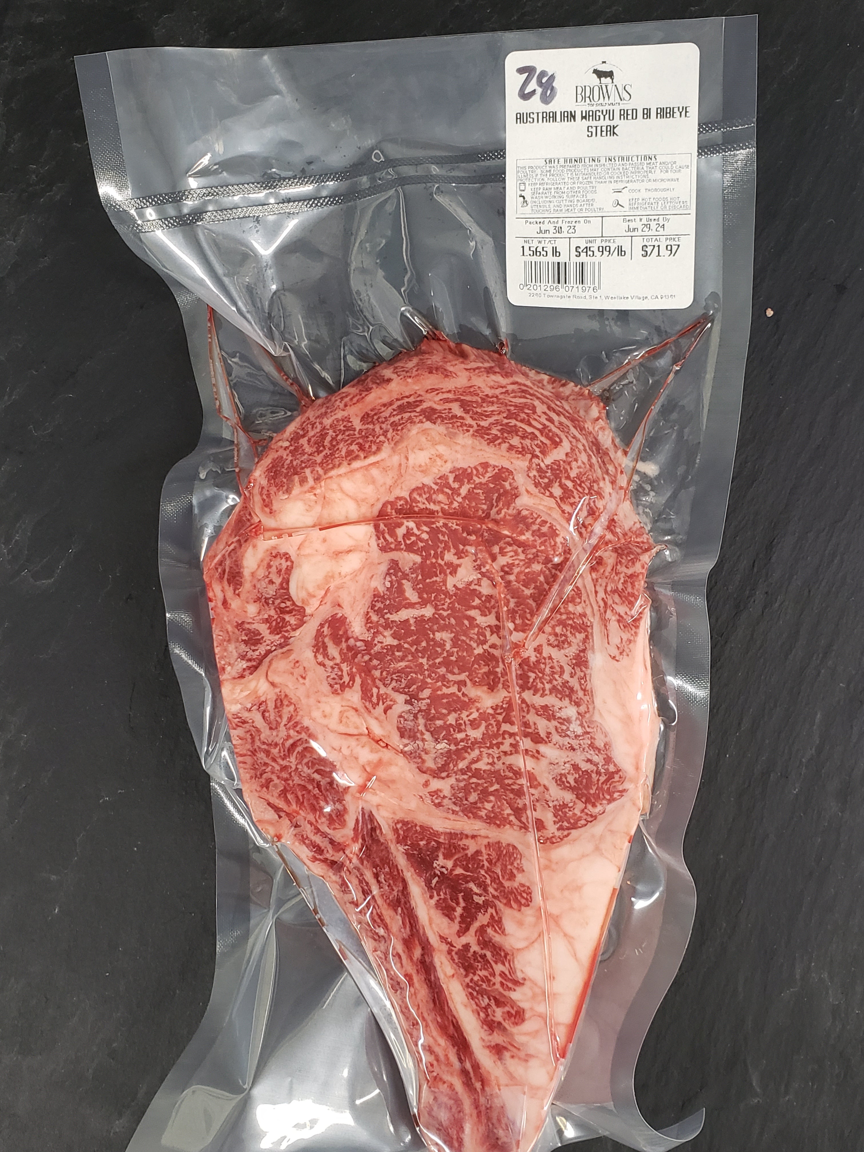RED BI RIBEYE STEAK 28 Brown's Top Shelf Meats