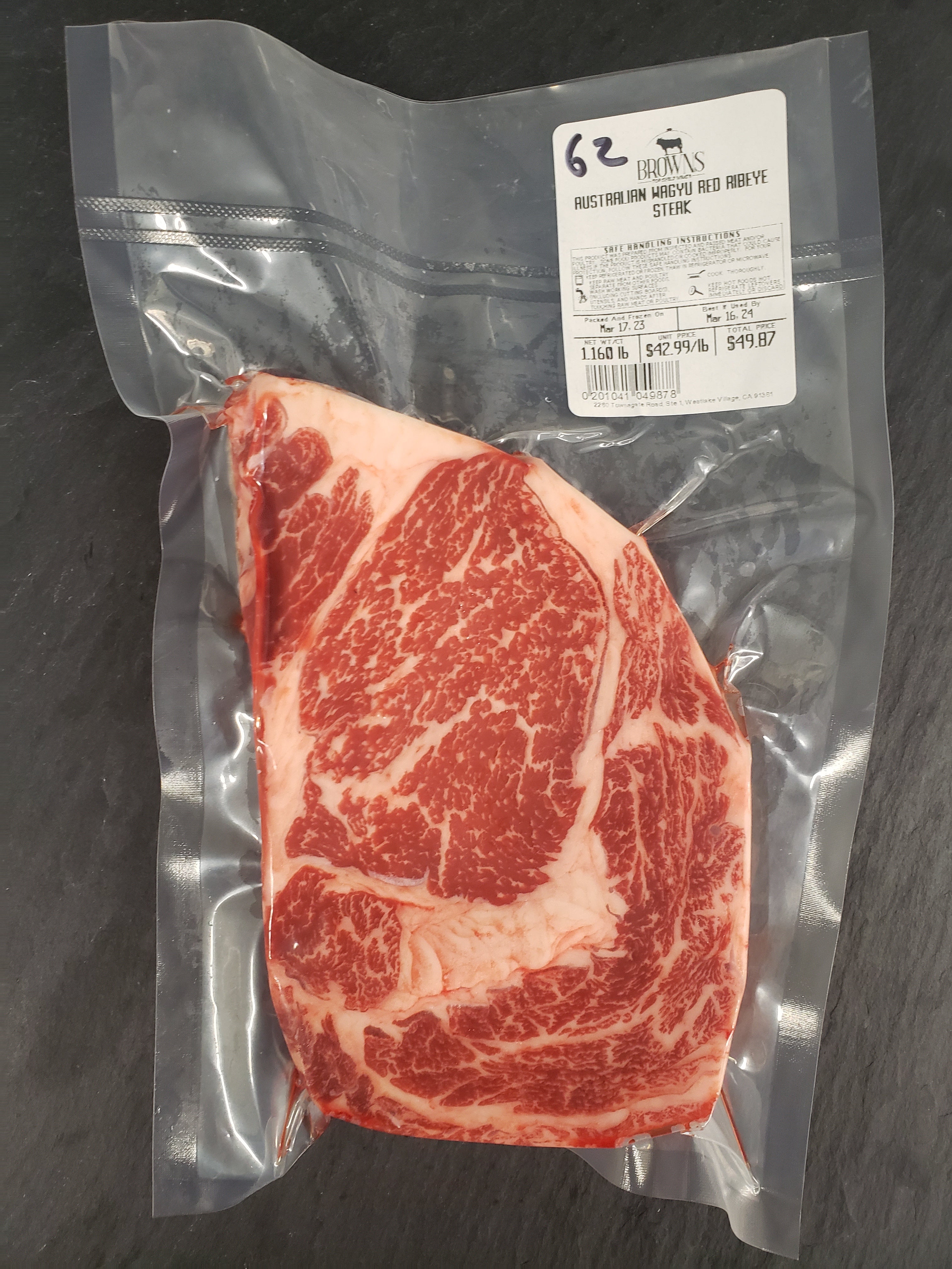 RED RIBEYE STEAK 62 Brown's Top Shelf Meats