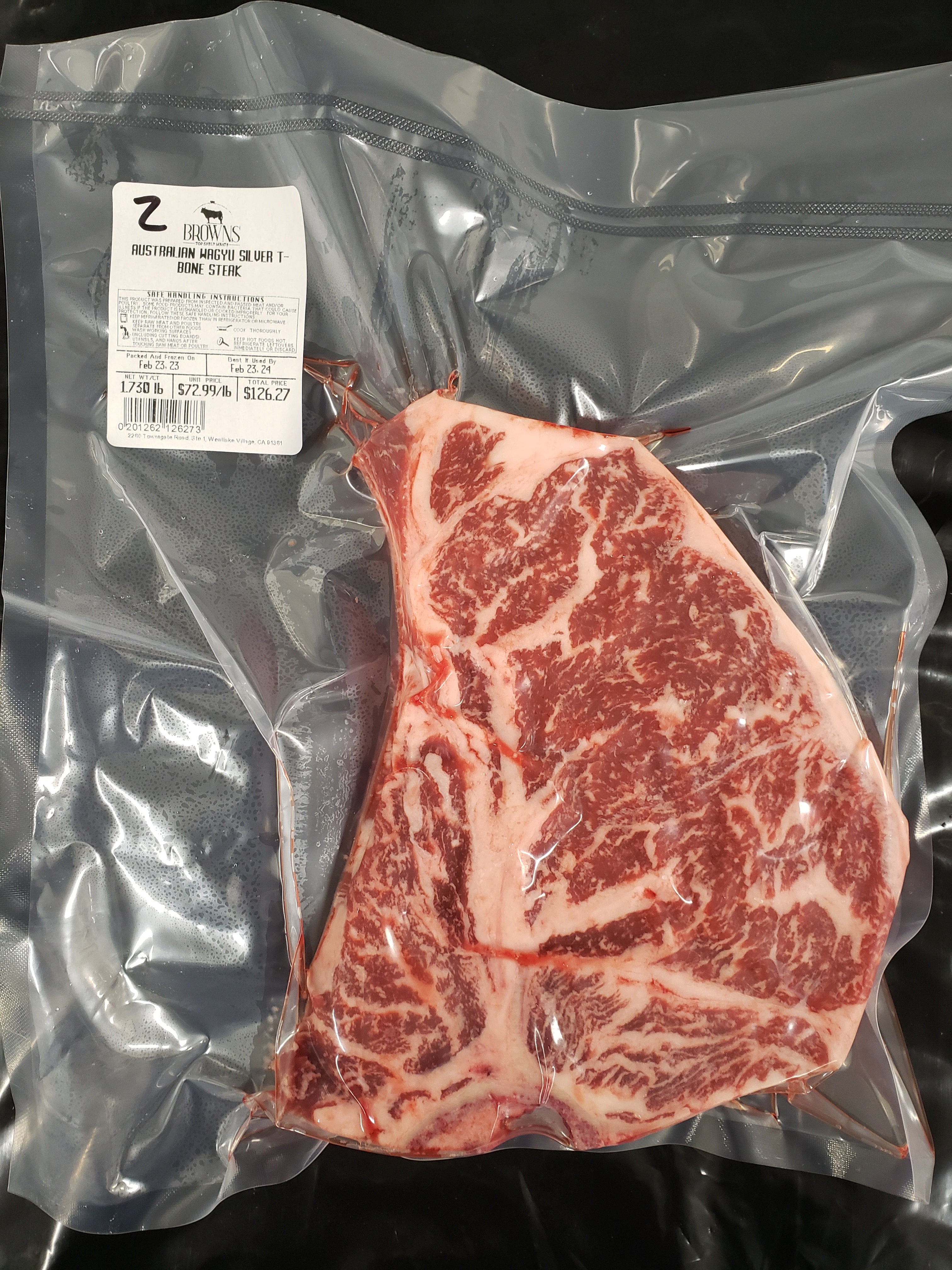 Australian Wagyu Silver T Bone Steak 2 Browns Top Shelf Meats