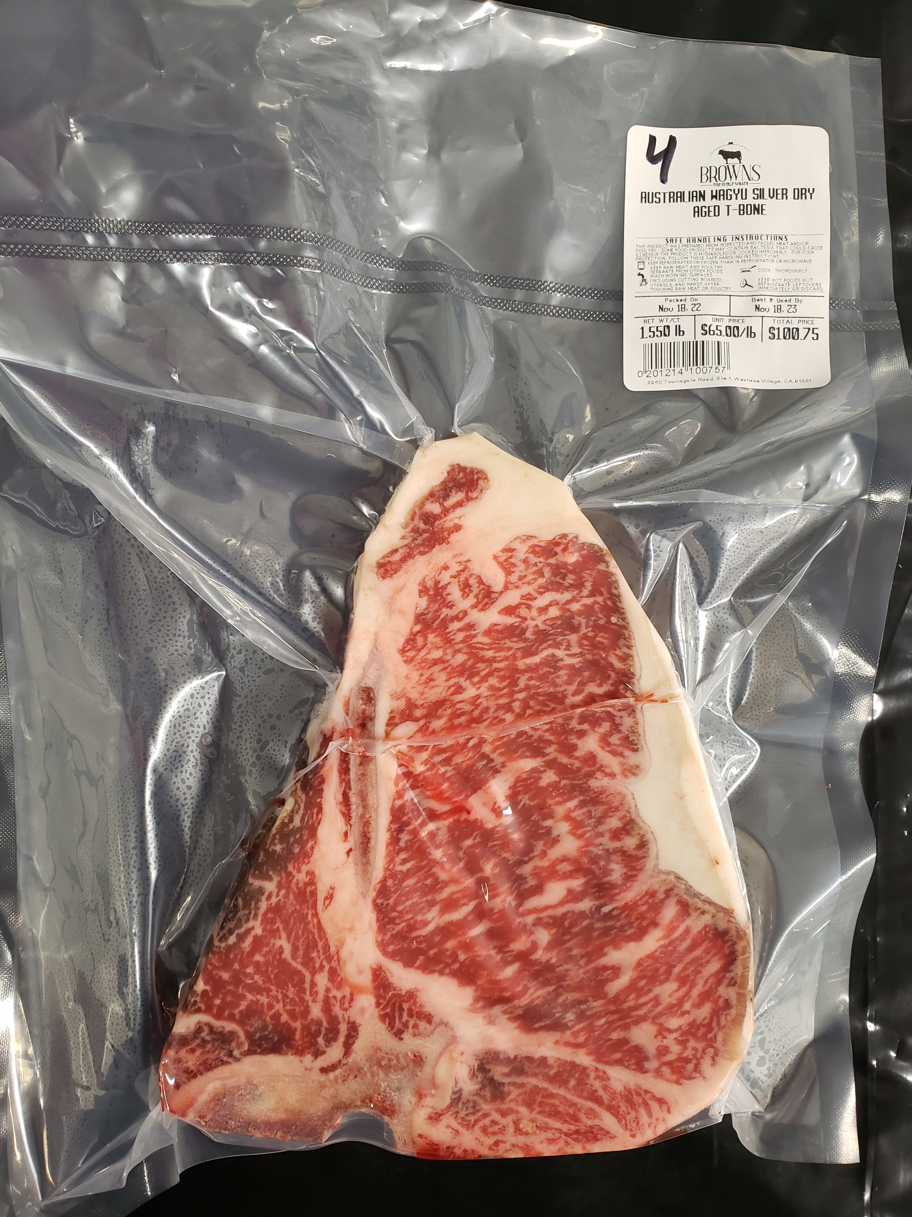 Prime 850 Club Beef T-Bone Steak, Dry-Aged